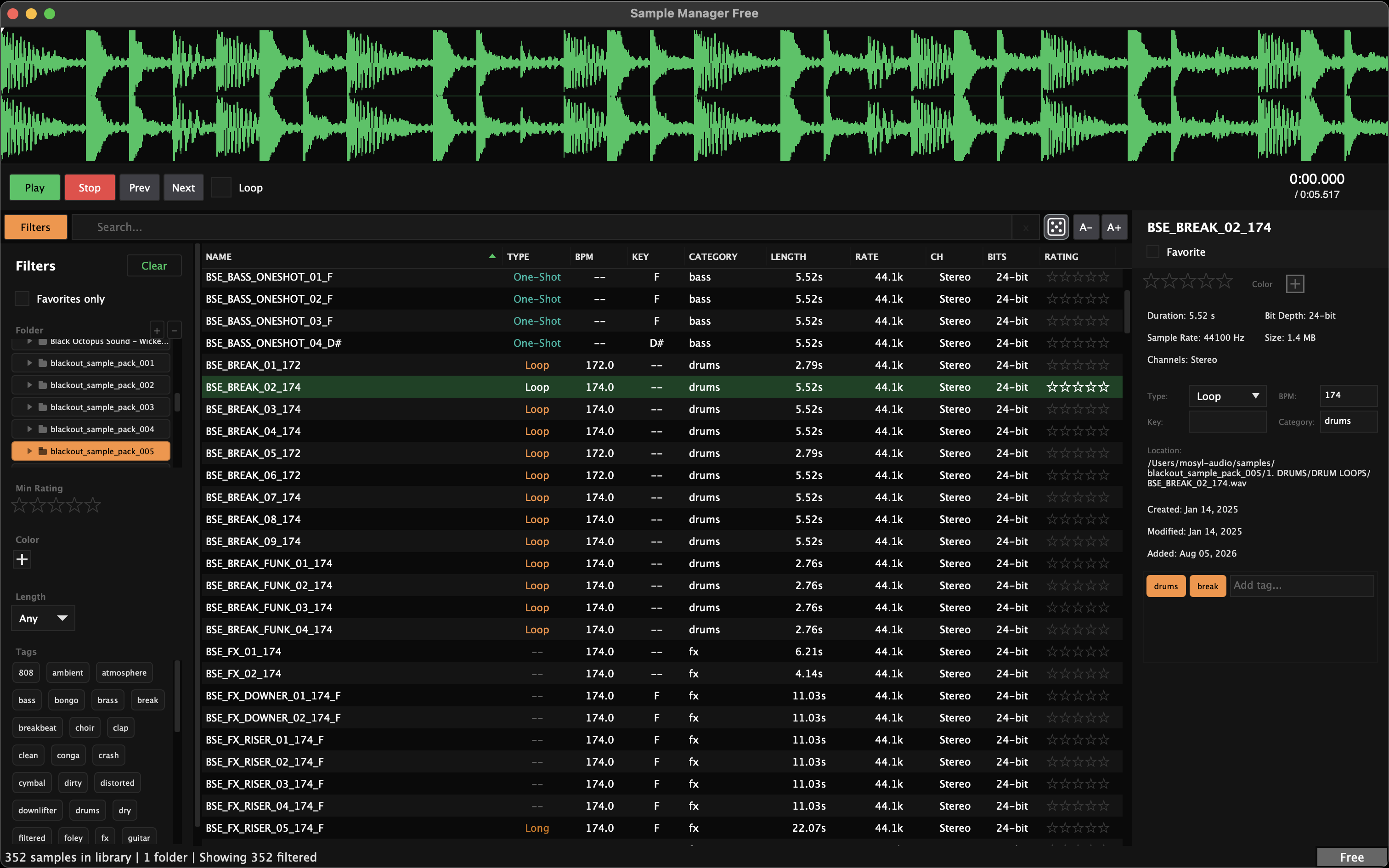 Sample Manager Free overview