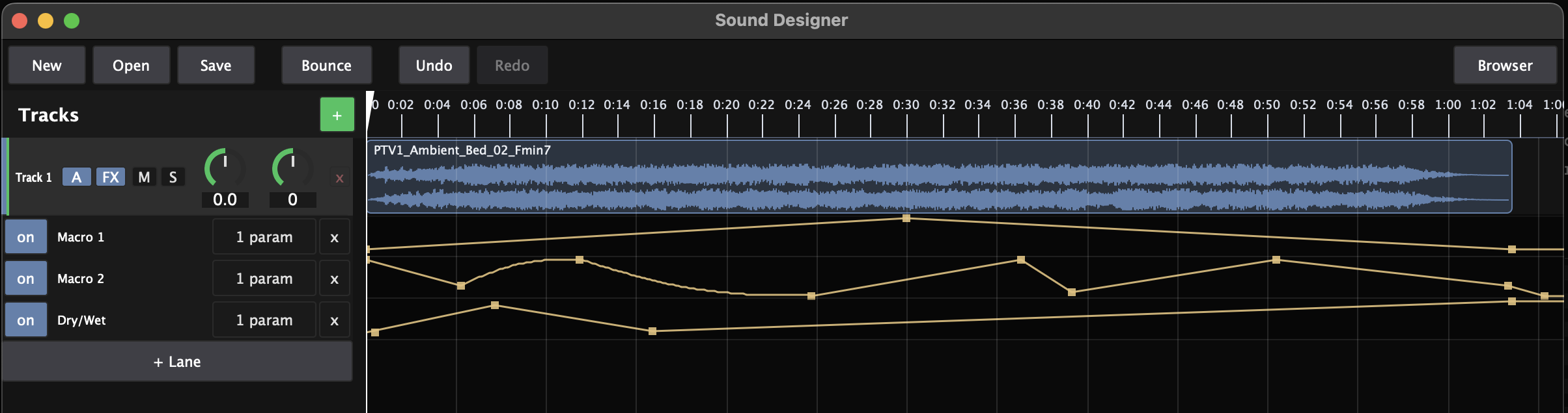 Drawable automation lanes on a Sound Designer track